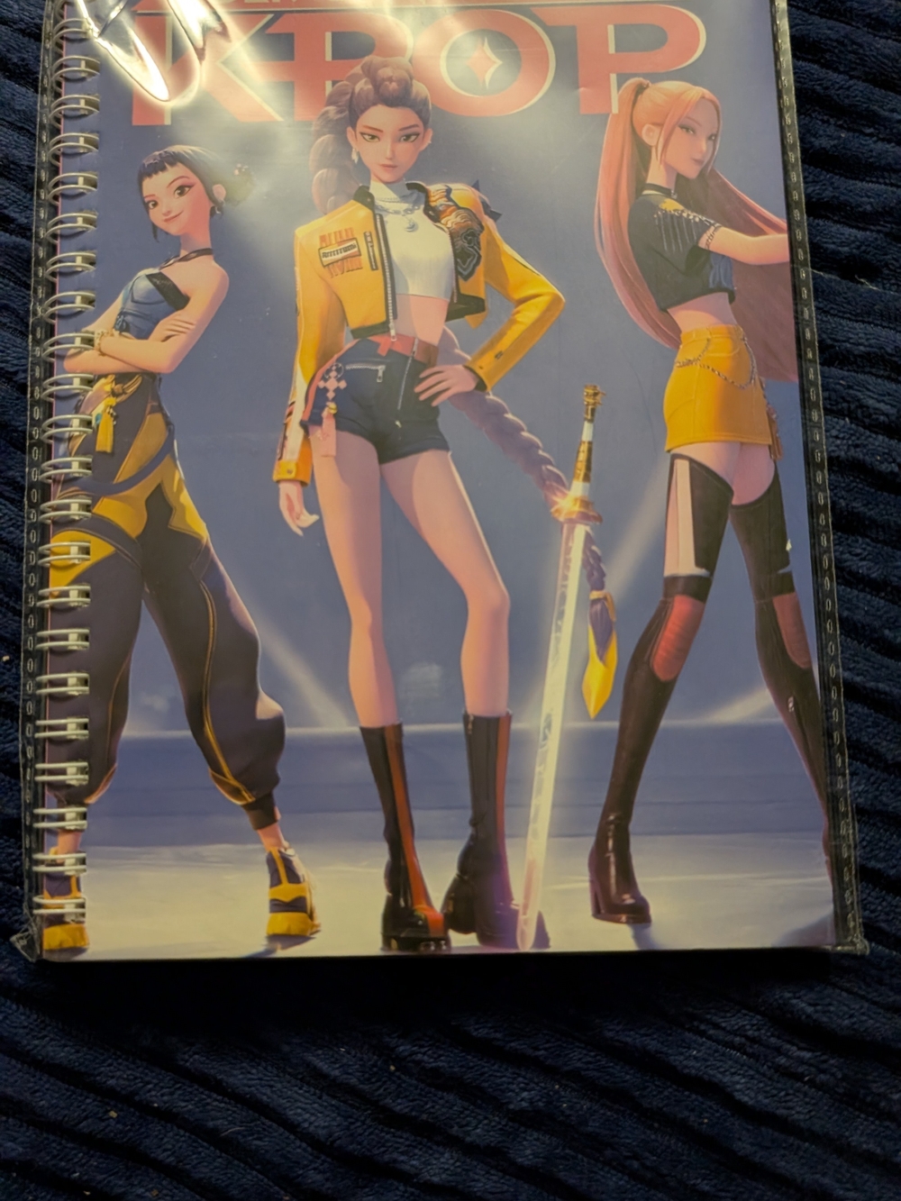 Hunter Kids K-Pop Character Spiral Notebook in Yellow, Black, Purple